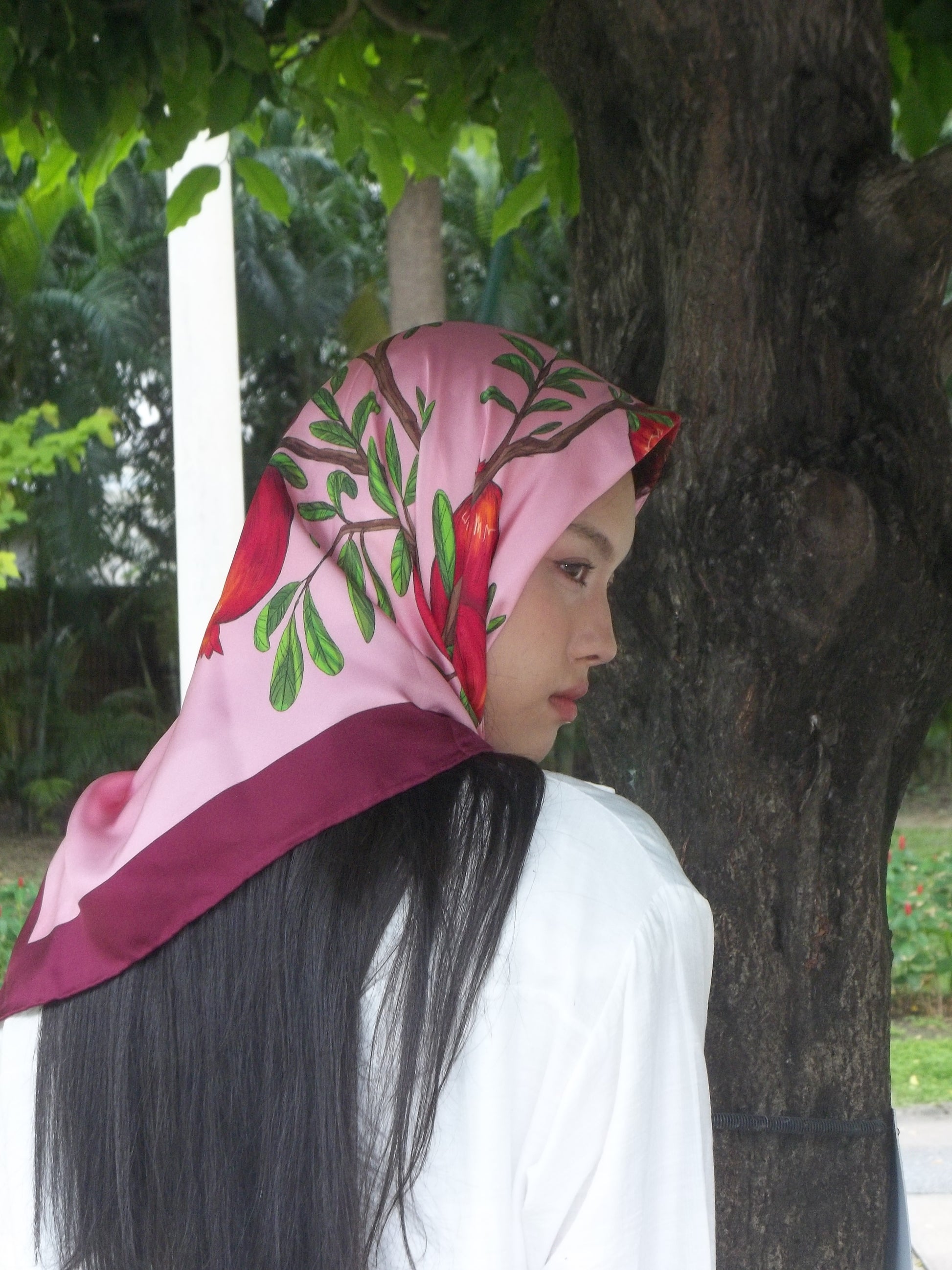 Pomegranate Blossom Silk Scarf